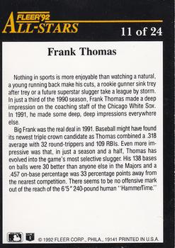 1992 Fleer - All-Stars #11 Frank Thomas Back