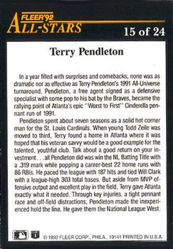 1992 Fleer - All-Stars #15 Terry Pendleton Back