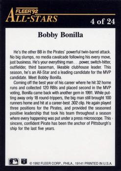 1992 Fleer - All-Stars #4 Bobby Bonilla Back