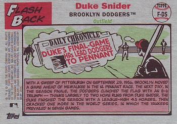 2005 Topps Heritage - Flashbacks #F-DS Duke Snider Back