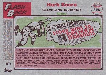 2005 Topps Heritage - Flashbacks #F-HS Herb Score Back