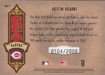2005 Donruss Leather & Lumber - Great Gloves #GG-1 Austin Kearns Back