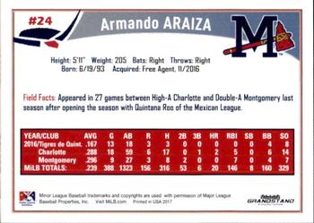 2017 Grandstand Mississippi Braves #2 Armando Araiza Back