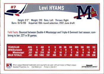 2017 Grandstand Mississippi Braves #13 Levi Hyams Back