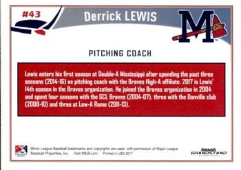 2017 Grandstand Mississippi Braves #15 Derrick Lewis Back