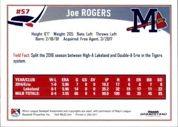 2017 Grandstand Mississippi Braves #25 Joe Rogers Back