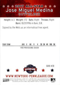 2017 Choice New York-Penn League All-Stars #38 Jose Miguel Medina Back