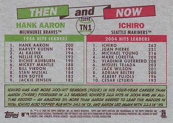 2005 Topps Heritage - Then and Now #TN1 Hank Aaron / Ichiro Suzuki Back