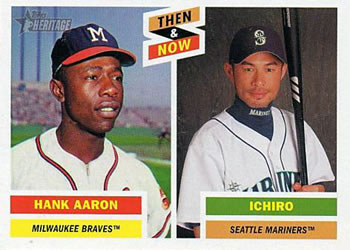 2005 Topps Heritage - Then and Now #TN1 Hank Aaron / Ichiro Suzuki Front