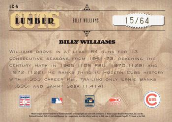 2005 Donruss Leather & Lumber - Lumber Cuts #LC-5 Billy Williams Back