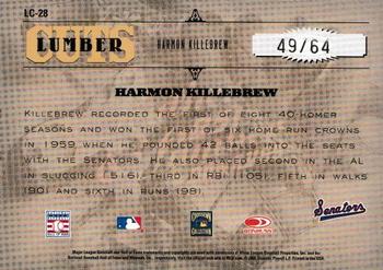 2005 Donruss Leather & Lumber - Lumber Cuts #LC-28 Harmon Killebrew Back