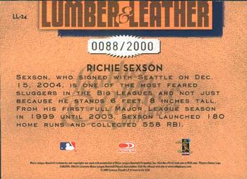 2005 Donruss Leather & Lumber - Lumber & Leather #LL-24 Richie Sexson Back