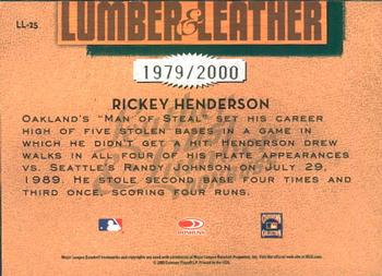 2005 Donruss Leather & Lumber - Lumber & Leather #LL-25 Rickey Henderson Back