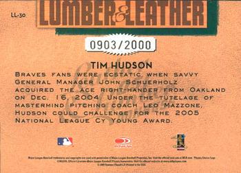 2005 Donruss Leather & Lumber - Lumber & Leather #LL-30 Tim Hudson Back