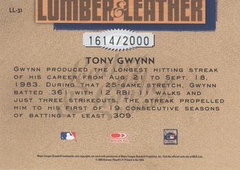 2005 Donruss Leather & Lumber - Lumber & Leather #LL-31 Tony Gwynn Back