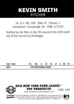 2018 Choice New York-Penn League Top Prospects #08 Kevin Smith Back