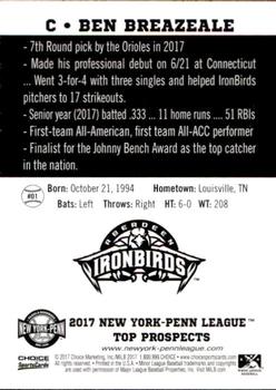 2017 Choice New York-Penn League Top Prospects #01 Ben Breazeale Back