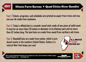 2017 Grandstand Quad Cities River Bandits SGA #NNO Illinois Farm Bureau 2nd Fact Card Back
