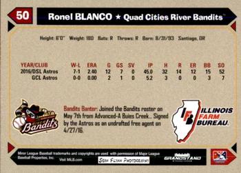 2017 Grandstand Quad Cities River Bandits SGA #NNO Ronel Blanco Back