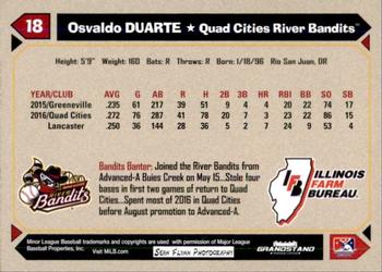 2017 Grandstand Quad Cities River Bandits SGA #NNO Osvaldo Duarte Back