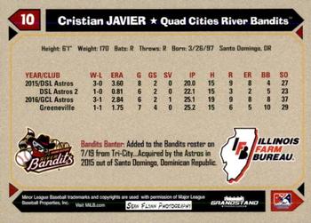 2017 Grandstand Quad Cities River Bandits SGA #NNO Cristian Javier Back