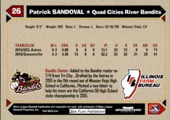 2017 Grandstand Quad Cities River Bandits SGA #NNO Patrick Sandoval Back