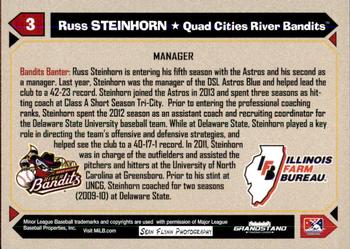2017 Grandstand Quad Cities River Bandits SGA #NNO Russ Steinhorn Back