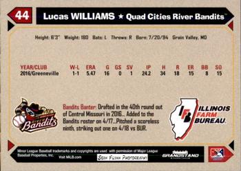 2017 Grandstand Quad Cities River Bandits SGA #NNO Lucas Williams Back