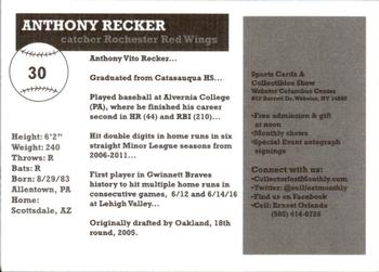 2017 Rochester Red Wings SGA #22 Anthony Recker Back