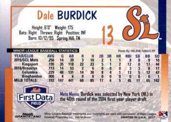 2017 Grandstand St. Lucie Mets #NNO Dale Burdick Back