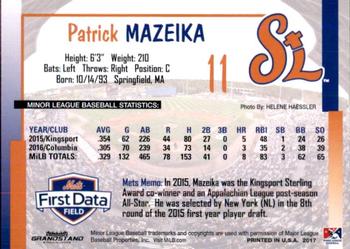 2017 Grandstand St. Lucie Mets #NNO Patrick Mazeika Back