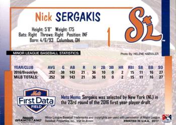 2017 Grandstand St. Lucie Mets #NNO Nick Sergakis Back
