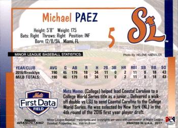 2017 Grandstand St. Lucie Mets Update #NNO Michael Paez Back