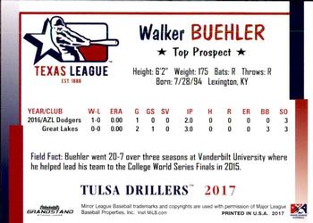 2017 Grandstand Texas League Top Prospects #3 Walker Buehler Back