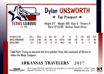 2017 Grandstand Texas League Top Prospects #23 Dylan Unsworth Back