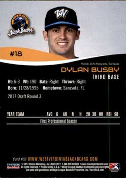 2017 Choice West Virginia Black Bears #3 Dylan Busby Back