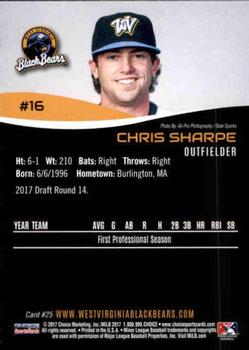 2017 Choice West Virginia Black Bears #25 Chris Sharpe Back