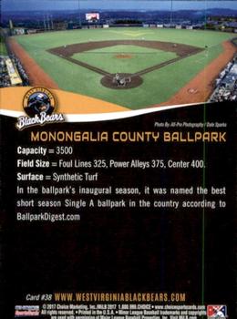 2017 Choice West Virginia Black Bears #38 Monongalia County Ballpark Back