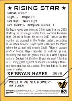 2017 Choice West Virginia Power #34 Ke'Bryan Hayes Back