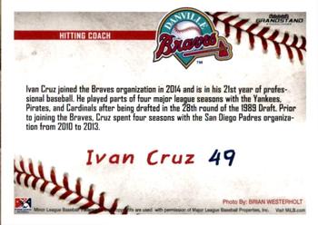 2016 Grandstand Danville Braves #9 Ivan Cruz Back