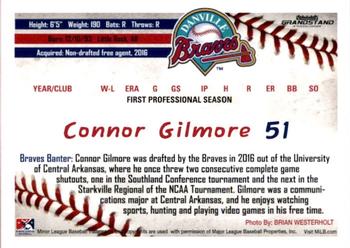 2016 Grandstand Danville Braves #12 Connor Gilmore Back