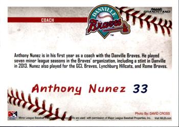 2016 Grandstand Danville Braves #31 Anthony Nunez Back