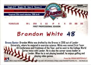 2016 Grandstand Danville Braves #41 Brandon White Back