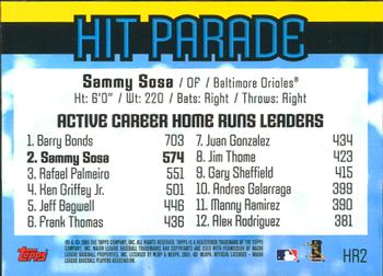 2005 Topps - Hit Parade #HR2 Sammy Sosa Back