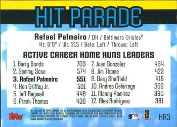 2005 Topps - Hit Parade #HR3 Rafael Palmeiro Back