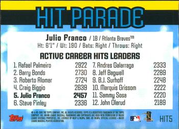 2005 Topps - Hit Parade #HIT5 Julio Franco Back