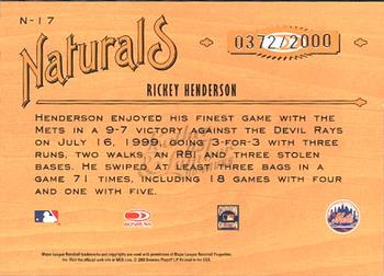 2005 Donruss Leather & Lumber - Naturals #N-17 Rickey Henderson Back