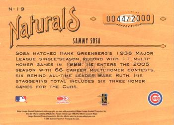 2005 Donruss Leather & Lumber - Naturals #N-19 Sammy Sosa Back