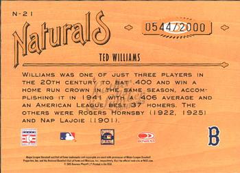2005 Donruss Leather & Lumber - Naturals #N-21 Ted Williams Back