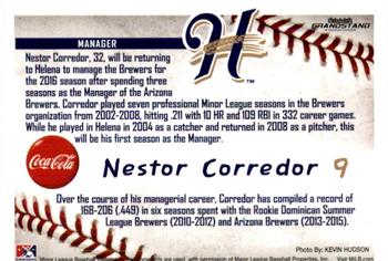 2016 Grandstand Helena Brewers #4 Nestor Corredor Back